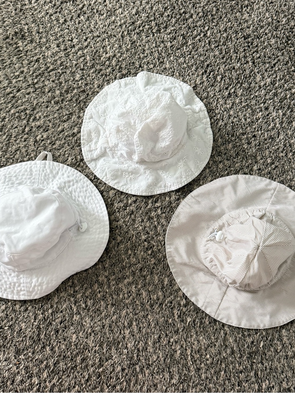 Kids Sun Hat - White & Light Stripe Bucket Hats